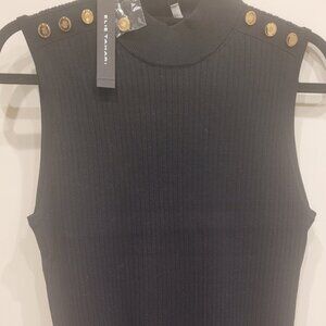 ELI TAHARI NWT BLACK Sleeveless Top Size: L